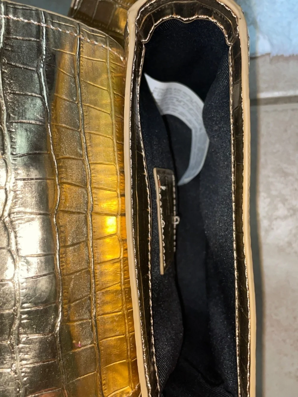 Gold Zara croc print bag purse - Picture 7 of 8